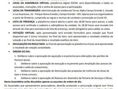 EDITAL DE CONVOCAÇÃO -ASSEMBLEIA 04/11/2021