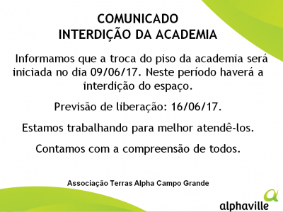 Interdição Academia para Troca de Piso