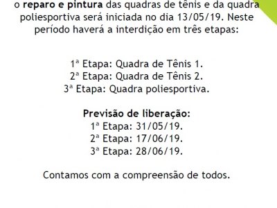 COMUNICADO INTERDIÇÃO DAS QUADRAS