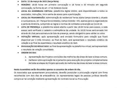 EDITAL DE CONVOCAÇÃO - 22/03/2022